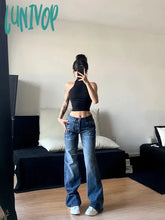 Lunivop Women Korean Fashion Vintage Classical Chic Jeans Straight Leg Simple Grunge Harajuku Blue